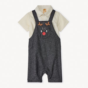 Σετ κοντό 2 τεμαχίων με σαλοπέτα Χριστουγέννων για μωρό αγόρι 