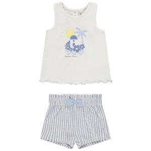 Σετ κοντό 2 κομμάτια με ριγέ σορτς για bebe κορίτσι 