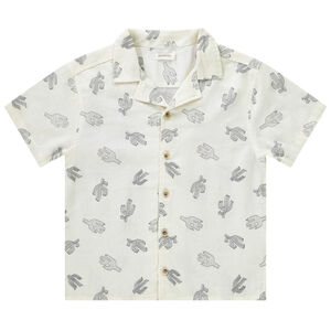 Πουκάμισο κοντομάνικο με γιακά cubain και σχέδιο κάκτους για αγόρι 