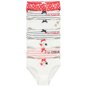 Σετ από 7 φαντεζί σλιπ με ρίγες και λουλούδια για κορίτσι 