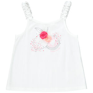 Αμάνικο μπλουζάκι print φρούτα και λουλούδια σε ανάγλυφο για κορίτσι 