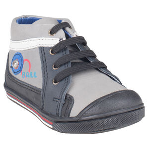 Bottillons à lacets en cuir avec print et rivet 