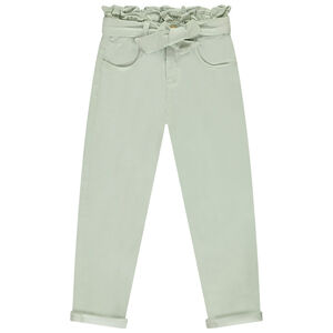 Τζιν paperbag μονόχρωμο με ζώνη για κορίτσι 