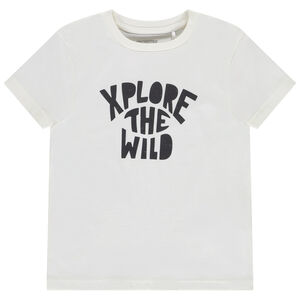 Κοντομάνικο μπλουζάκι μονόχρωμο με φαντεζί σχέδιο για αγόρι 