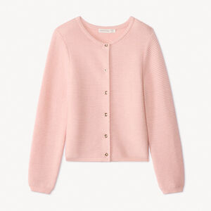 Ζακέτα με μακριά μανίκια από πλεκτό μονόχρωμο ύφασμα για κορίτσι 