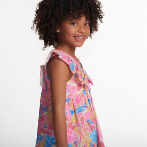 Φόρεμα με τιράντες και βολάν σε λουλουδάτο σχέδιο για κορίτσι 