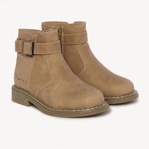 Μποτάκια με αγκράφα και εφέ χρυσής δερματίνης φιδιού για κορίτσι 