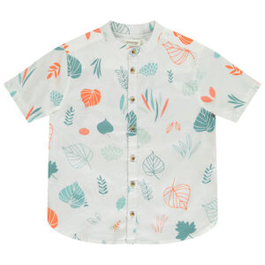 Πουκάμισο κοντομάνικο με γιακά mao και φαντεζί σχέδιο για αγόρι 