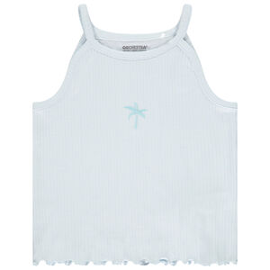 Μπλουζάκι αμάνικο κοντό κοτλέ με κέντημα για κορίτσι 