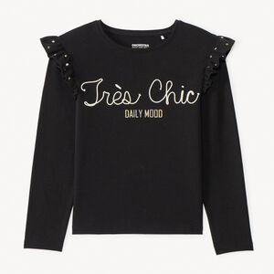 Μπλούζα με μακριά μανίκια, cording και βολάν για κορίτσι 