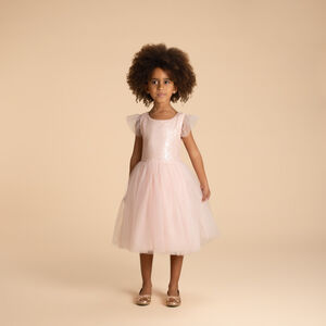 Φόρεμα κοντομάνικο με τούλι και παγιέτες για κορίτσι 