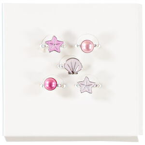 Σετ από 5 φανταστικές δαχτυλίδια με κοχύλια για κορίτσι 