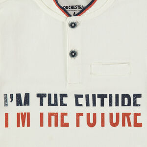 Μακρυμάνικο πόλο από βαμβακερό πικέ με λωρίδες σε αντίθεση και τσέπη 