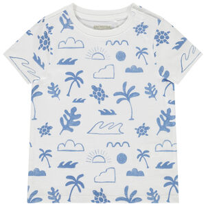Κοντομάνικο μπλουζάκι jersey με φαντεζί τύπωμα για μωρό αγόρι Island Mood 
