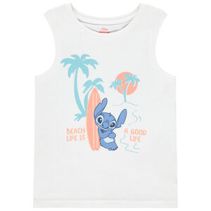 Αμάνικο μπλουζάκι jersey μονόχρωμο με σχέδιο Stitch Disney για αγόρι 