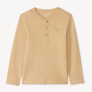 T-shirt à manches longues uni avec col tunisien pour garçon 