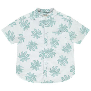 Πουκάμισο κοντομάνικο με γιακά mao και τύπωμα για αγόρι 