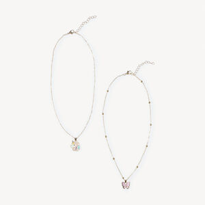 Σετ 2 κολιέ με κρεμαστό πεταλούδα και μονόκερο για κορίτσι 