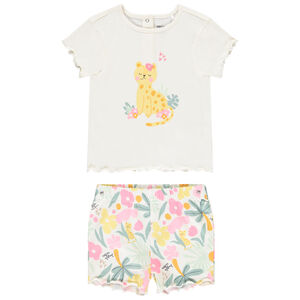 Σετ πιτζάμας 2 τμχ. με σχέδιο λεοπάρ για bebe κορίτσι και διαφορετικά κουμπωτά ανοίγματα ανάλογα με την ηλικία 