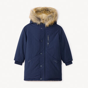 Parka με κουκούλα και αφαιρούμενη ψεύτικη γούνα για αγόρι 