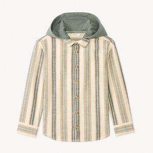 Πάνινο ριγέ υπερπουκάμισο με κουκούλα για αγόρι 
