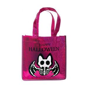 Ροζ τσάντα για γλυκά με παγιέτες και σχέδιο νυχτερίδας για Halloween 
