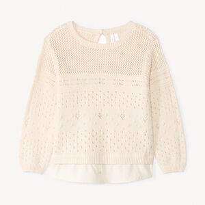 Πλεκτό πουλόβερ με μακριά μανίκια σε φαντεζί μονόχρωμο για bebe κορίτσι 