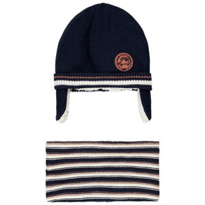 Σετ σκουφάκι + snood ριγέ για bebe αγόρι 