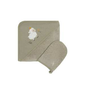 Σετ μπάνιου με κάπα και γάντι La Vie à la Ferme πράσινο 