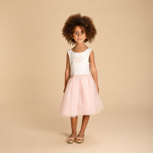 Αμάνικο φόρεμα bi-matière με κάπα πεταλούδα για κορίτσι 