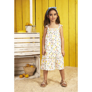 Μακρύ φόρεμα με τιράντες και σχέδιο φύλλα για κορίτσι 