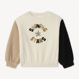 Φούτερ bi-matière σε ημιδιαστατική γραμμή με κεντήματα για κορίτσι 