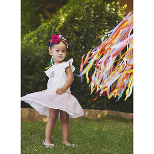 Γιορτινό φόρεμα effet 2-σε-1 με τυπωμένο τούλι για bebe κορίτσι 