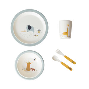 Σετ γεύματος 5 τεμαχίων από μελαμίνη Savane écru/bleu 