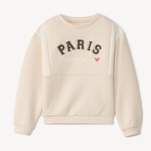 Φούτερ molleton μονόχρωμο με κέντημα loop και παγιέτες για κορίτσι 