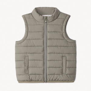 Αμάνικο μπουφάν από υφασμάτινο καπιτονέ μονόχρωμο για bebe αγόρι 