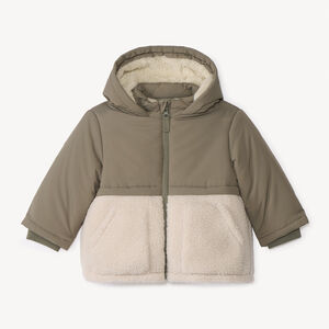 Μπουφάν διπλής ύφανσης με sherpa πόρπη για μωρό αγόρι 