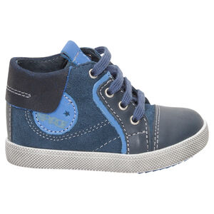 Δερμάτινα μποτάκια με κορδόνια και μπάλωμα ραμμένο στο πλάι 