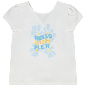 Κοντομάνικο μπλουζάκι με παγιέτες και σταυρωτή πλάτη για κορίτσι 