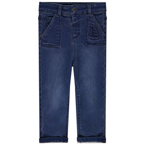 Τζιν από denim με ανάγλυφο σχέδιο ιστιοπλοϊκού για μωρό αγόρι 