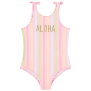 Ολόσωμο μαγιό με ριγέ σχέδιο και φανταχτερούς φιόγκους για κορίτσι 