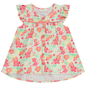 Τουνίκ με κοντά μανίκια και floral σχέδιο για κορίτσι 