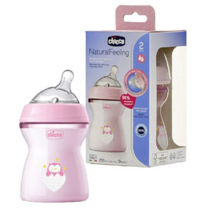 Chicco Μπιμπερό Πλαστικό Natural Feeling με Θηλή Σιλικόνης 2m+, 250ml 