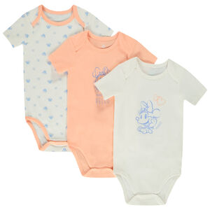 Σετ από 3 κοντομάνικα κορμάκια Minnie Disney για bebe κορίτσι με διαφορετικά ανοίγματα ανάλογα με την ηλικία 