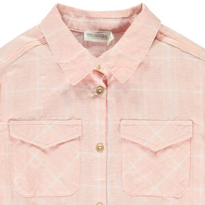 Πουκάμισο μακρυμάνικο με φουσκωτά μανίκια και καρό σχέδιο για κορίτσι 