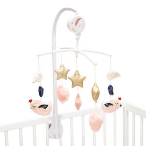 Μουσικό κινητό Magic bird με λούτρινα πουλιά και αστέρια 