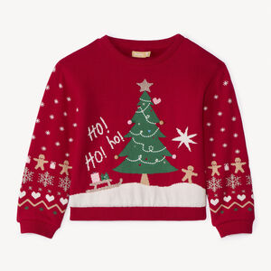 Πουλόβερ Χριστουγέννων από πλεκτό ύφασμα με επένδυση από sherpa για κορίτσια 