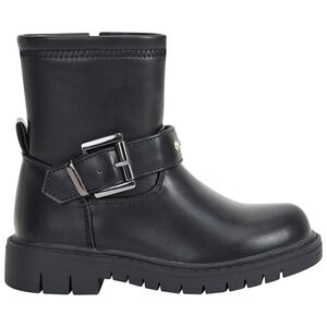 Μαύρες μπότες με φερμουάρ και κούμπωμα με στρας για κορίτσι 