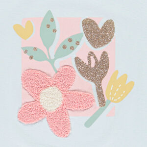 Κοντομάνικο μπλουζάκι με κέντημα bouclette για κορίτσι 