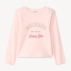 Μπλούζα μακρυμάνικη από jersey με ανάγλυφο μήνυμα για κορίτσι 